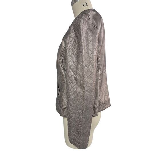 Chico's Metalic Gold/ Bronze Biker Jacket Sz 2 - Picture 4 of 7